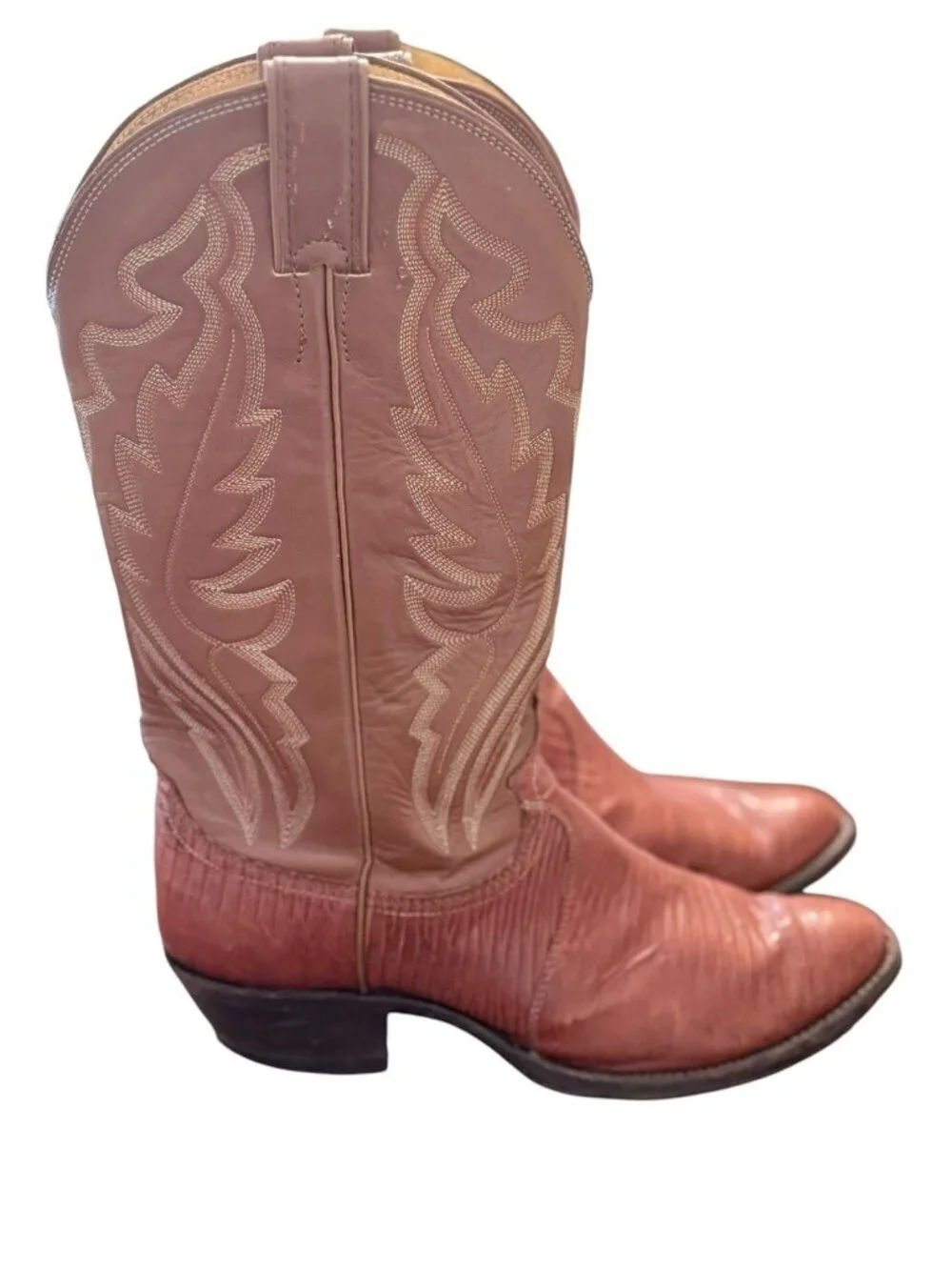 Justin Teju Lizard Cowboy Boots Men Size 9D Brown Exotic Leather Western 8303 US